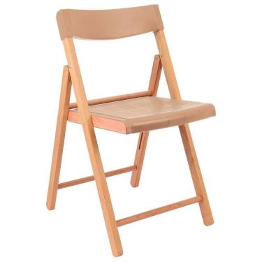 Imagem de Cadeira De Madeira Dobrável Tramontina Potenza Natural Polipropileno Camurça