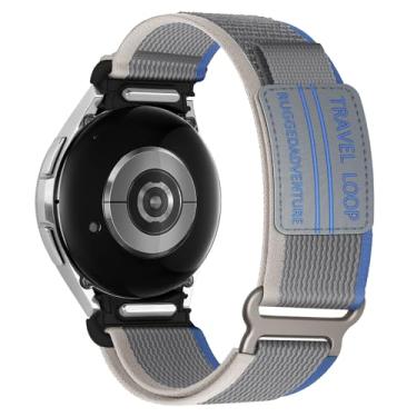 Imagem de Pulseira de nylon One Click compatível com Samsung Galaxy Watch 6/5/4 de 44 mm e 40 mm/6 Classic 47 mm 43mm/4 Classic 46 mm 42mm/5 Pro 45 mm, pulseira esportiva de tecido robusto com bandeira de