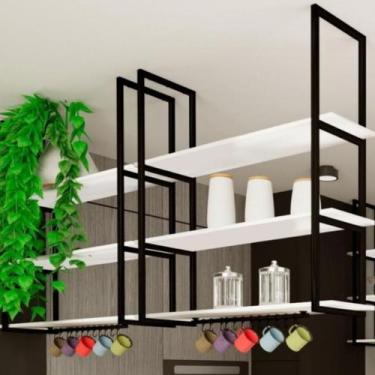 Imagem de Prateleira Industrial Para Cozinha Teto Parede 60cm PB SF - ShopForte