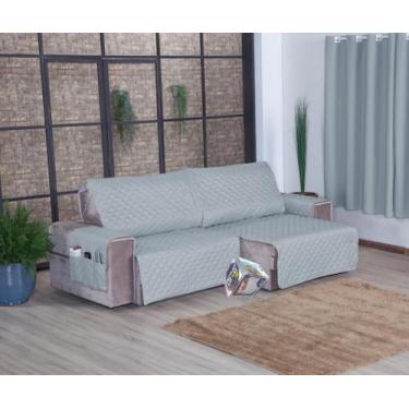 Imagem de Protetor Sofá Retrátil Ass 2,70m Micropercal 2Md Cinza Claro - Enxovai