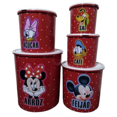 Imagem de jogo para mantimentos 5 pecas plastico  vasilhas - RDR, Vermelho Turma