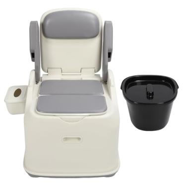 Imagem de Cadeira higiênica portátil vomeko, vaso sanitário com braços, corrimão giratório, vedação ampliada, assento de cabeceira, cadeira higiênica para idosos (Cinza)