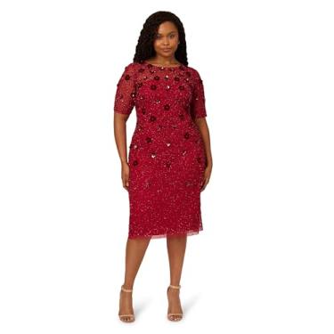Imagem de Adrianna Papell Vestido feminino de malha embelezado de veludo, Oxicoco, 25 Plus Size