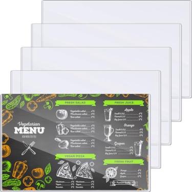 Imagem de Henoyso 5 protetores de folhas de plástico rígido de 28 x 43 cm, menu, protetores de impressão rígidos, certificados transparentes, protetores à prova d'água, capas para fichário, pôster para capa de