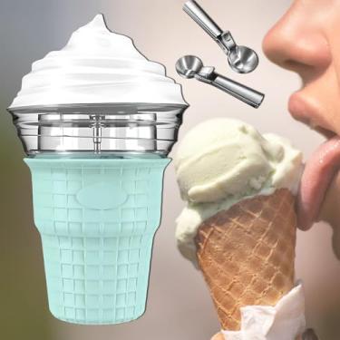 Imagem de Máquina de sorvete macio com colher de sorvete, tigela de congelamento rápido de 450ml, sorvete caseiro em 30 minutos, pá removível, operação silenciosa, formatos compactos e interessantes