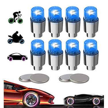 Imagem de YUERWOVER Pacote com 8 tampas de haste de válvula de LED para conjuntos de rodas de pneus de carro, luzes de ar, neon, bicicleta, motocicleta, pneu, caminhão, carrinho de golfe para crianças, homens e