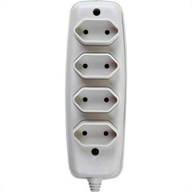 Imagem de Tomada Barra Ilumi 2 Polos Quadrupla Cinza 10A. 1634