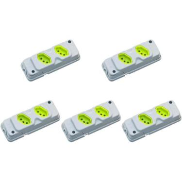 Imagem de Kit C/5 - Tomada Barra Fiolux Dupla 2P+T20A Cinza