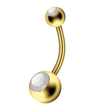 Imagem de Decentraland 1 peça Esfera prateada com zircão colorido 1,6 mm (14G) piercing de umbigo piercing corporal halteres piercing joias aço cirúrgico aço inoxidável 23 mm, 1.6mm(14G),L-23mm, Aço inoxidável,