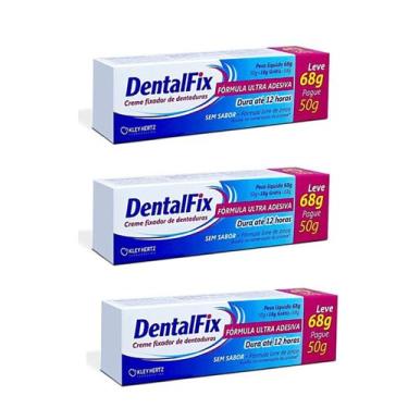 Imagem de Kit 3 Dentalfix Creme Fixador De Dentaduras 68g - Kley Hertz