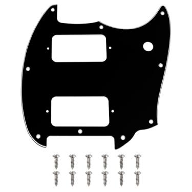 Imagem de 1 Pç Yootones HH 9 Furos Escudo de Guitarra de Canto Redondo 2 Humbuckers Compatível com Guitarra Elétrica Squier Bullet Series Mustang (3Ply Preto)