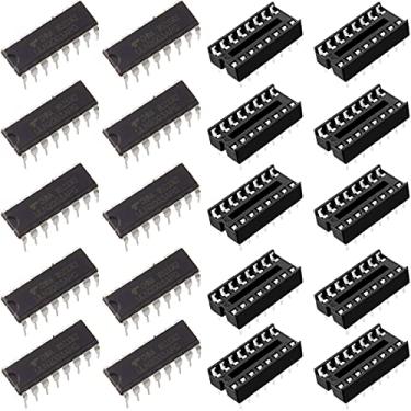 Imagem de DKARDU 10 peças ULN2003A ULN2003 DIP-16 IC Array 7 canais NPN IC Chip ULN2003APG com adaptador de soquete DIP IC