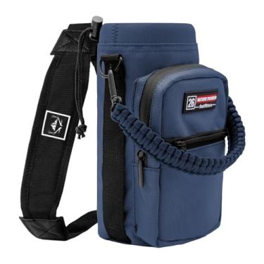 Imagem de NATURE PIONEOR Suporte para garrafa de água com alça ajustável – bolsa isolada com alça de paracord e 2 bolsos de armazenamento para 18/24/25/26/32/36/40/1,304 g, caminhadas, acampamento, academia