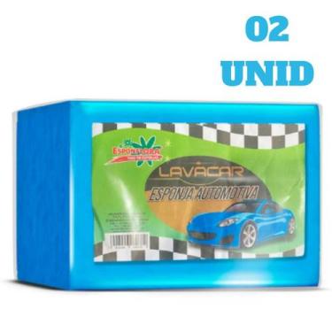 Imagem de  02 unid Esponja Automotiva Macia Lava Carro Multiuso Azul 15x10x5 Cm 