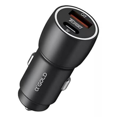 Imagem de Carregador Veicular Turbo Ultrarrápido 9.1A com 2 Entradas 60W - USB-C + USB 4.0 com LED - A'Gold - CJ13-4