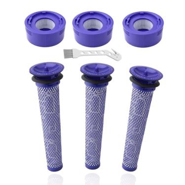 Imagem de YSD Kit de substituição de filtro de vácuo para aspirador de pó Dyson V7, V8 Animal e V8 Absolute Cordless Vacuum, 3 filtros de pinos, 3 pré-filtros, substitui peças # 965661-01 e 967478-01