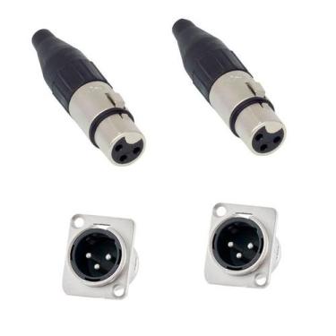 Imagem de Kit conector santo angelo xlr 2 macho painel e 2 femea linha