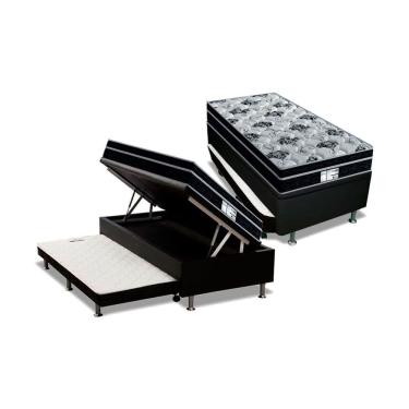Imagem de Conjunto Box Baú Solteiro: Colchão Molas Probel Prolastic ProDormir Born Black + Base crc Courano Black (88x188)