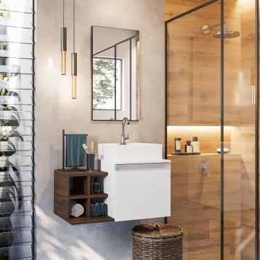 Imagem de Conjunto Gabinete Armário Para Banheiro Roma Completo Com Cuba E Torneira