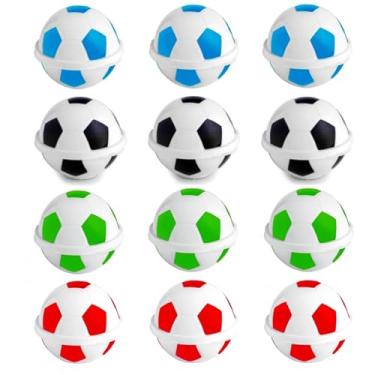 Imagem de 12 Potes de Bola de Futebol Cores Times Sacolinha Surpresa Verde Preto Azul e Vermelho