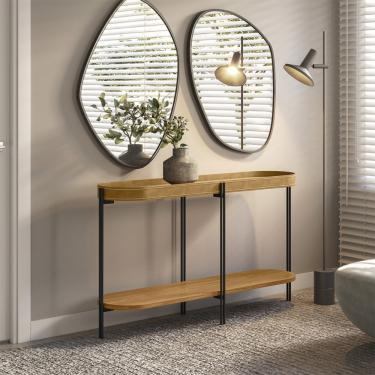 Imagem de Aparador com Pés Metálicos Mônaco Linea Brasil - Nature/Tauari Fosco