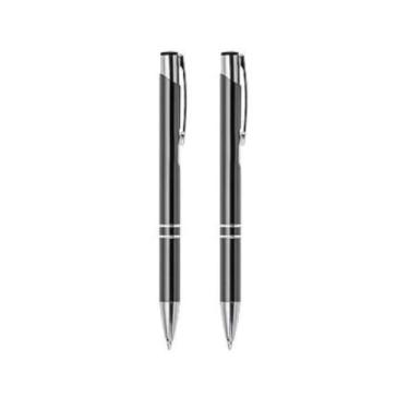 Imagem de Caneta Metal Personalizada Nome Empresa Logo Marca Kit Com 2 (Cinza)