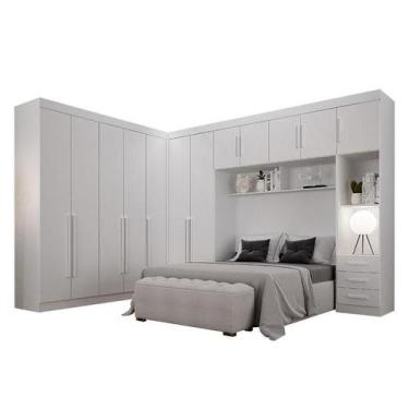 Imagem de Quarto de Casal Modulado 12 Portas Orion Branco  Leifer Móveis