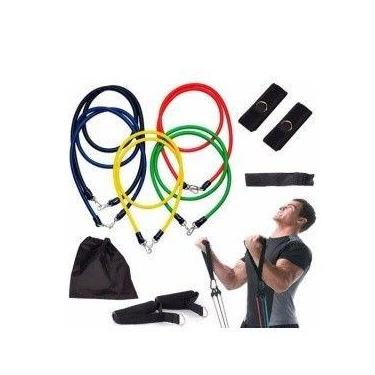 Imagem de Kit Elásticos Extensores 11 Peças Exercícios Musculação Yoga - oem