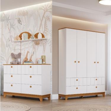 Imagem de Quarto Infantil com Guarda Roupa e Cômoda MDF Liza Permobili