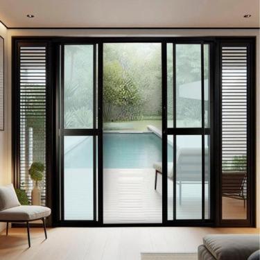 Imagem de Porta de Correr de Aluminio 210x200cm 2 Folhas Moveis e 2 Folha Fixa P