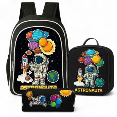 Imagem de Kit Mochila Escolar Infantil Masculina Menino + Lancheira Termica + Es