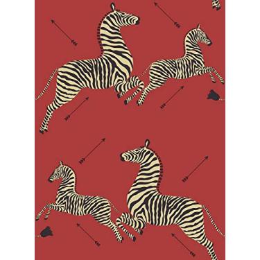 Imagem de Papel de parede autoadesivo Masai Red Zebra Safari Scalamandre, SCS3869