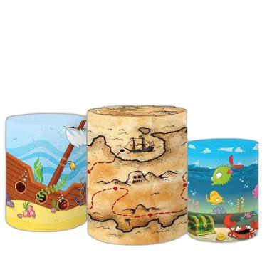 Imagem de Trio de Capas Cilindros 3D Sublimado Fundo do Mar FCC-175