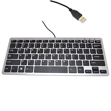 Imagem de Teclado compacto e superfino com fio 78, mini USB, da iKKEGOL, para desktop, notebook, PC Win 7 Mac, Silver + Black