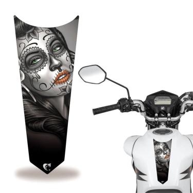 Imagem de Adesivo Faixa Gravata Tanque Moto Caveira Cinza