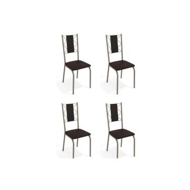 Imagem de Cadeira Sala De Jantar Lisboa 4c076 Aço Kit 4 Uni Niquel/preto 110 - Kappesberg