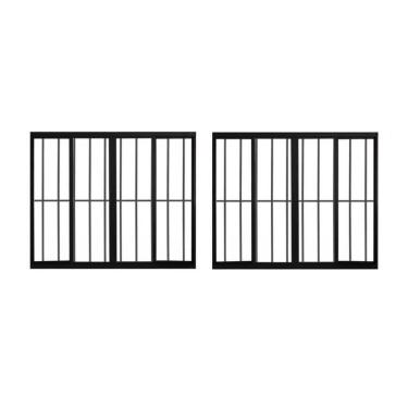 Imagem de Kit Com 2 Janelas De Alumínio De Correr 100x150cm 4 Folhas Grade Hale Esquadrias Preto
