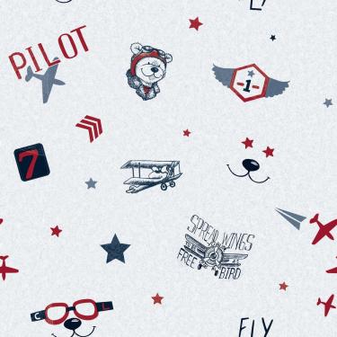 Imagem de Papel De Parede Fofura Baby Desenhos Diversos Ursos E Aviões Ff4032