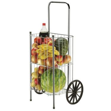 Imagem de Carrinho De Feira Utimil Roda Fácil Em Aço Zincado Cromado