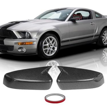 Imagem de Moonlinks Capa De Espelho Retrovisor Com Acabamento Em Fibra Carbono Lateral Esquerdo E Direito Compatível Ford Mustang Ox Horn 2010-2014 (1 Par)