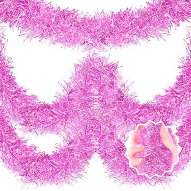 Imagem de LANTIANCHEN Guirlanda De Natal Macaron Rosa 15 Metros, Faixa Metálica Torcida, Serpentina Para Pendurar Na Parede, Cenário Carros Alegóricos, Natal, Dia Das Mães, Decoração Festa Aniversário (5 Cm X