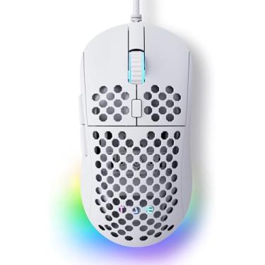 Imagem de Mouse Gamer TMKB Falcon M1SE Ultraleve Honeycomb, sensor óptico de 12800DPI de alta precisão, 6 botões programáveis, RGB personalizável, mouse ergonômico para jogos com fio - branco fosco