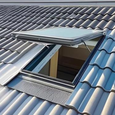 Imagem de Roof Viewing Window Attic Sun Room Skylight Cover Customizable Roof Hatch with Double-Layer Tempered Glass Galvanized Steel Hatch for Underground Shed Basement Exit Cover(LxW 80x65cm/31.5x25.6in)