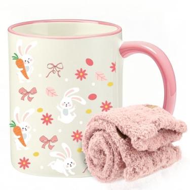 Imagem de DHQH Caneca colorida coelhinho caneca de café fofo coelho pastel cerâmica