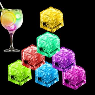 Imagem de koliprnt 12 Peças De Cubos Gelo Iluminados, Led Que Mudam Cor, Para Bebidas Reutilizáveis, Piscantes Festas, Banhos E Comemorações, Clube, Bar, Festa, Decoração Casamento, Luzes Coquetel,