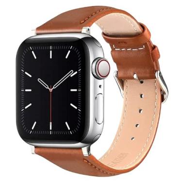 Imagem de Pulseiras de couro compatíveis com Apple Watch Ultra2 Ultra SE2 SE séries 10 9, 8, 7, 6, 5, 4, 3, 2 e 1 de 38 mm, 40 mm, 42 mm e 44 mm (marrom, 38 mm/40 mm)
