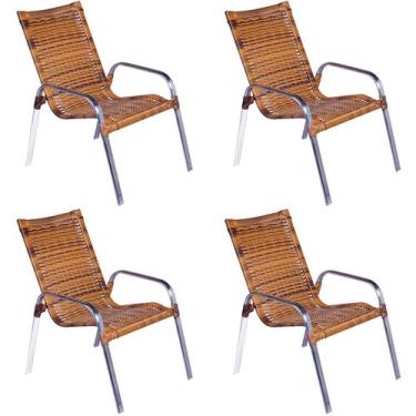 Imagem de Conjunto 4 Cadeiras Alumínio Área Externa Pinheiro Artesanal - Fexx Fi