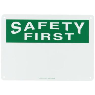 Imagem de Accuform MRBH969VA Placa de segurança de alumínio, legenda "Safety First (em branco)", 25,4 cm de comprimento x 35,5 cm de largura, verde sobre branco