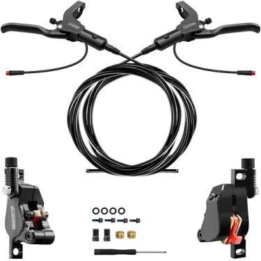 Imagem de DYISLAND Conjunto de freios a disco hidráulicos LD-210S, kit de freio hidráulico de 2 pinos/desligamento para scooter elétrica/E-Scooter (freios L-L (preto)