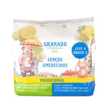 Imagem de Lenço Umedecido Granado Bebê 4 Pacotes de 50 Unidades Cada